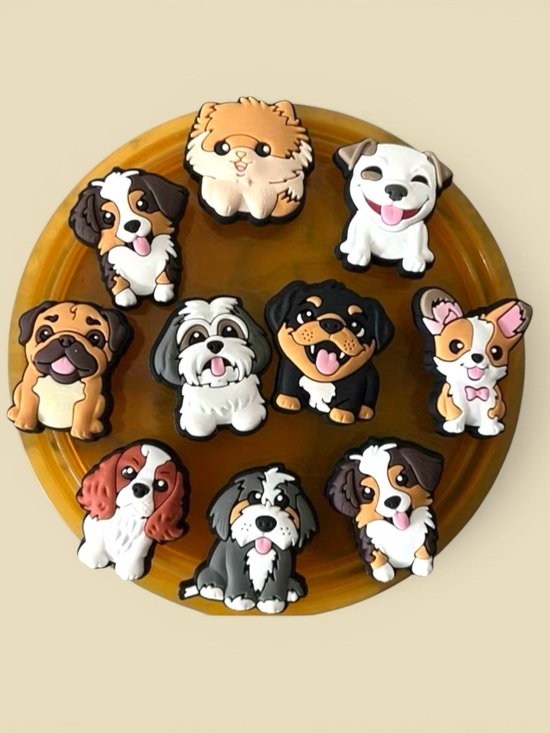 Source Unknown Other - Dog Cartoon Shoe Charms - Assorted Tan, White, Black Colors
